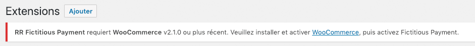 RR Fictitious Payment : WooCommerce required